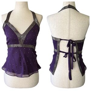 Tokyo Denim Silk Halter Blouse that ties in back